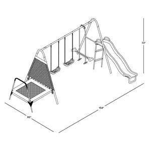 Almansor Metal Swing, Slide & Trampoline Set