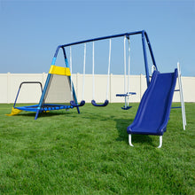 Load image into Gallery viewer, Almansor Metal Swing, Slide & Trampoline Set