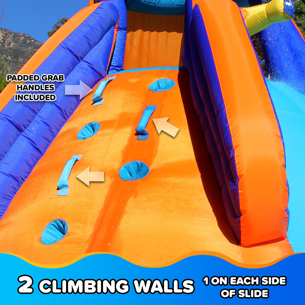 Sportspower Battle Ridge Inflatable Water Slide with Climbing Wall