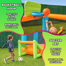Load image into Gallery viewer, Sportspower My 1st Bounce House™ with Soccer Goal & Basketball Hoop