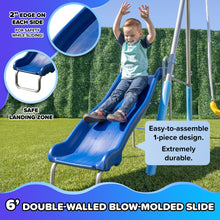 Load image into Gallery viewer, Sportspower Comet Metal Swing Set with LED Light Up Saucer Swing, 2 Swings and 5ft Slide