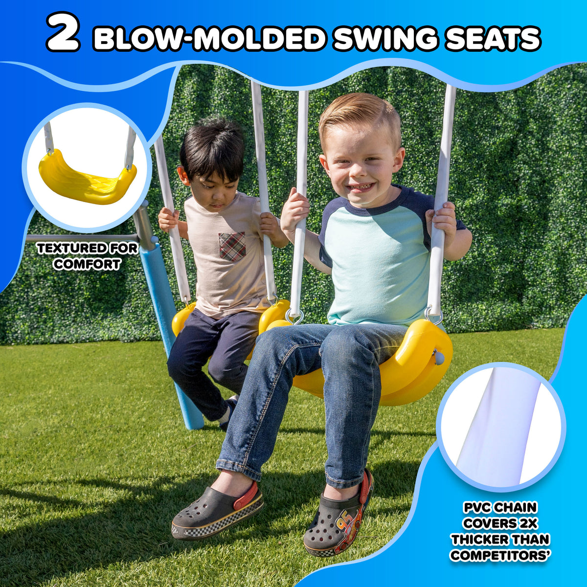 Sportspower Comet Metal Swing Set with LED Light Up Saucer Swing