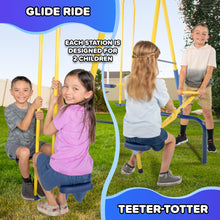 Load image into Gallery viewer, Sportspower Super 10 Metal Swing Set with Saucer Swing, Standing Swing, Teeter-Totter and Heavy Duty 6.5ft Slide