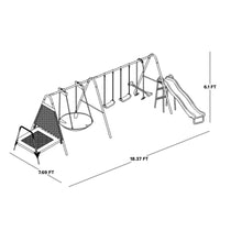 Load image into Gallery viewer, Mountain View Metal Swing, Slide and Trampoline Set
