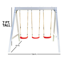 Load image into Gallery viewer, SPORTSPOWER ASPEN 7-FT VINYL COVERED WOODEN SWING SET WITH 3 SWINGS