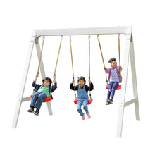 Load image into Gallery viewer, SPORTSPOWER ASPEN 7-FT VINYL COVERED WOODEN SWING SET WITH 3 SWINGS