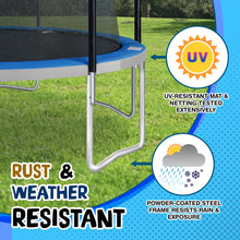 Load image into Gallery viewer, Sportspower TruJump MULTIPLAY Heavy Duty Outdoor Trampoline with Dunk Zone Basketball Hoop system, Safety Enclosure Net, Electron Shooter, Water Anchor, Flashlite Zone and Phone Pouch