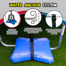 Load image into Gallery viewer, Sportspower TruJump MULTIPLAY Heavy Duty Outdoor Trampoline with Dunk Zone Basketball Hoop system, Safety Enclosure Net, Electron Shooter, Water Anchor, Flashlite Zone and Phone Pouch