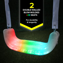 Load image into Gallery viewer, Sportspower Super Lights Metal Swing Set with LED Swing Seats, 2 Person Glider and 5ft Slide