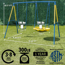 Load image into Gallery viewer, Swing and Saucer Metal Swing Set