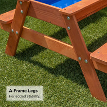 Load image into Gallery viewer, Sportspower Wooden Picnic Table W/Sand Play & Water Play & Umbrella Hole (no umbrella)