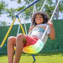Load image into Gallery viewer, Sportspower Starlight Metal Swing Set with LED Swings, Saucer Swing, 5ft Slide and Bonus 4pc Anchor Kit