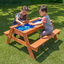 Load image into Gallery viewer, Sportspower Wooden Picnic Table W/Sand Play & Water Play & Umbrella Hole (no umbrella)