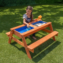 Load image into Gallery viewer, Sportspower Wooden Picnic Table W/Sand Play & Water Play & Umbrella Hole (no umbrella)