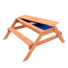 Load image into Gallery viewer, Sportspower Wooden Picnic Table W/Sand Play & Water Play & Umbrella Hole (no umbrella)
