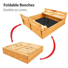 Load image into Gallery viewer, Sportspower Rectangular Sandbox with 2 Wooden Bench and Ground Liner