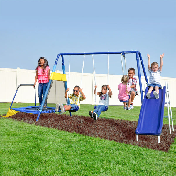 Almansor Metal Swing, Slide & Trampoline Set - Top 9 Questions About Swing Sets With a Built-In Trampoline
