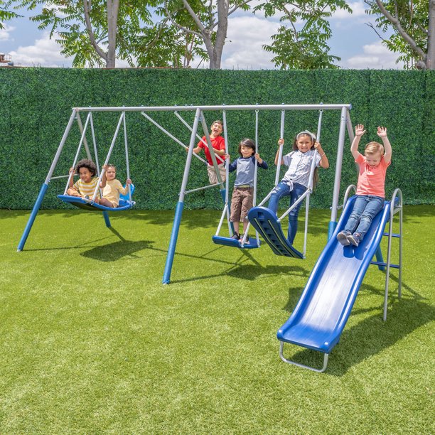 Sportspower Brooklyn Wooden Swing Set for Kids | 3 Swings Included