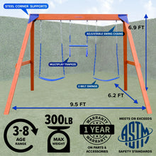 Load image into Gallery viewer, Kingston wood swing set
