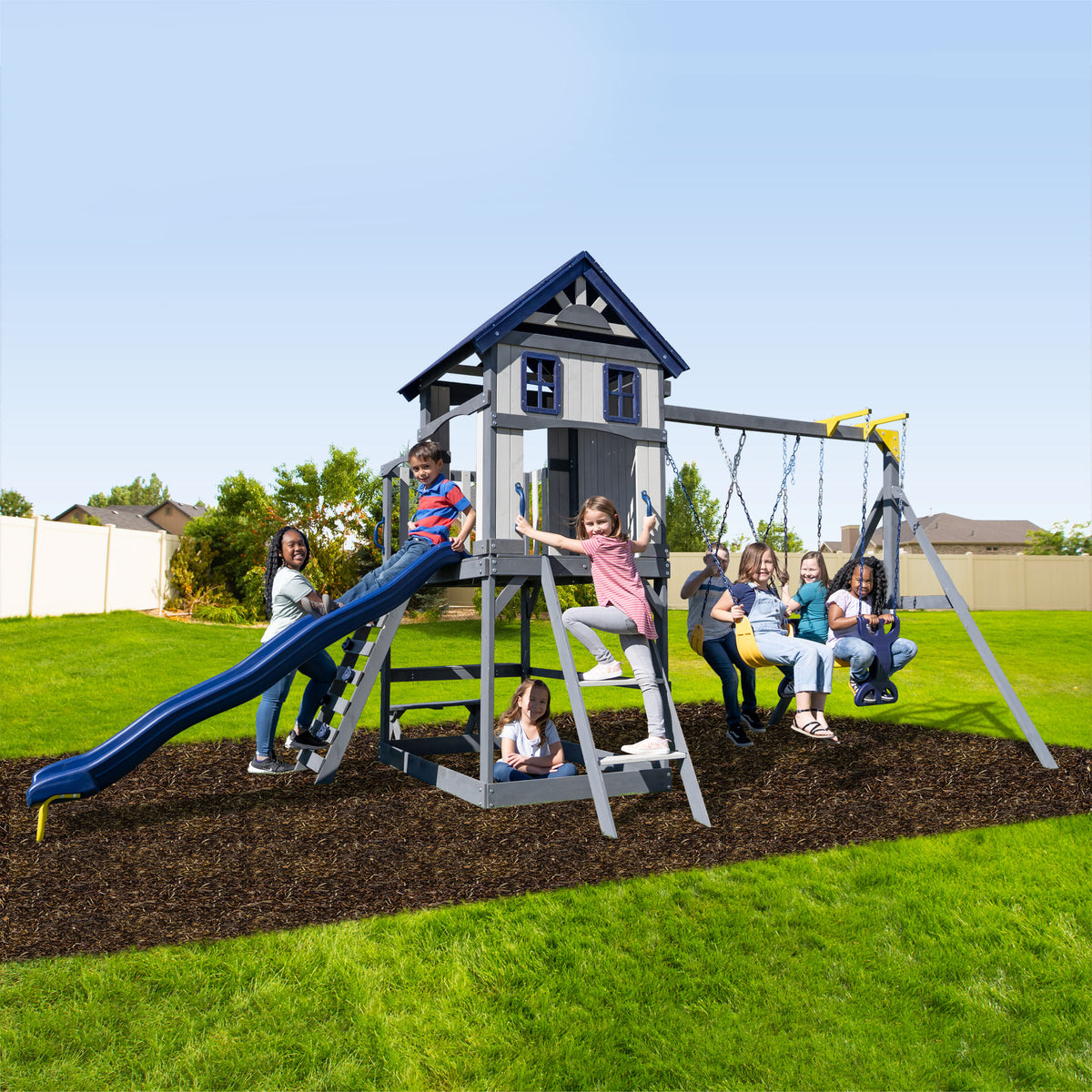 Brookside Wooden Swing Set SportsPowerSwingSets