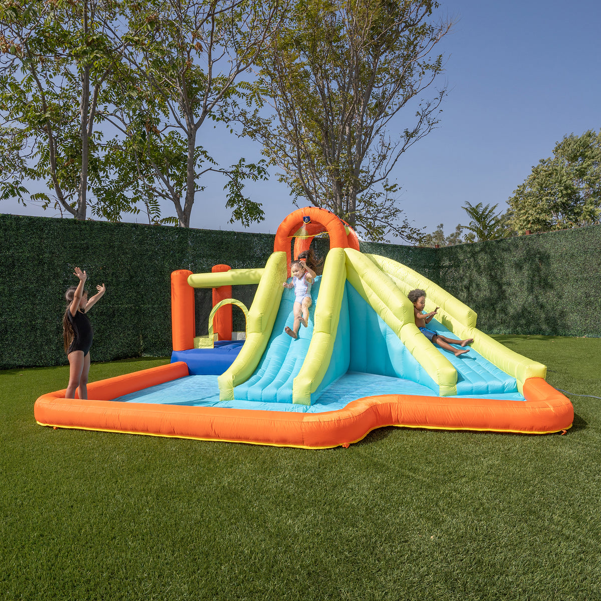 Inflatable Double Slide with Bounce House Backyard Jumper ...