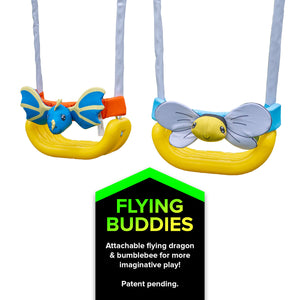 Sportspower Super Flyer Swing Set with 2 Flying Buddies, Saucer Swing, 2 Swings
