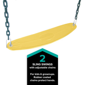 Sportspower Olympus Wood Swing Set with 3 Swings, Slide, and Monkey Bars
