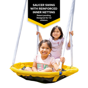 Sportspower Super Flyer Swing Set with 2 Flying Buddies, Saucer Swing, 2 Swings