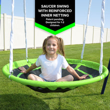Load image into Gallery viewer, Mountain View Metal Swing, Slide and Trampoline Set

