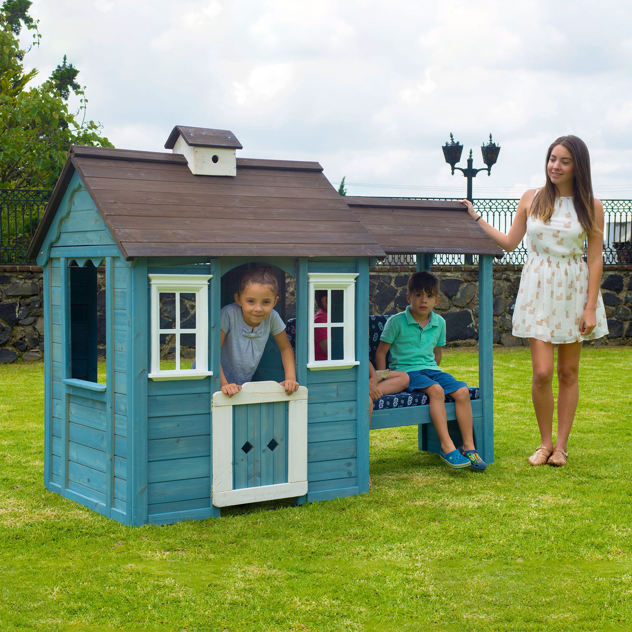 Sportspower Stone Creek Wooden Playhouse With Bench