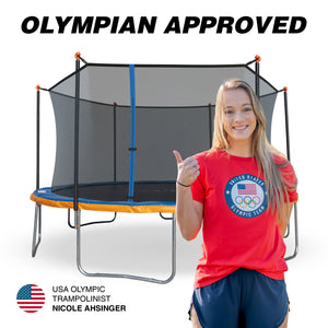 Sportspower 15-Feet Blue / Orange Trampoline with Enclosure