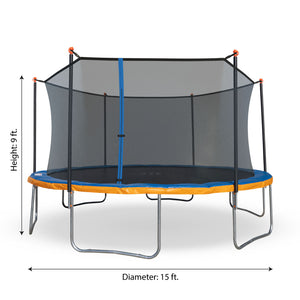 Sportspower 15-Feet Blue / Orange Trampoline with Enclosure