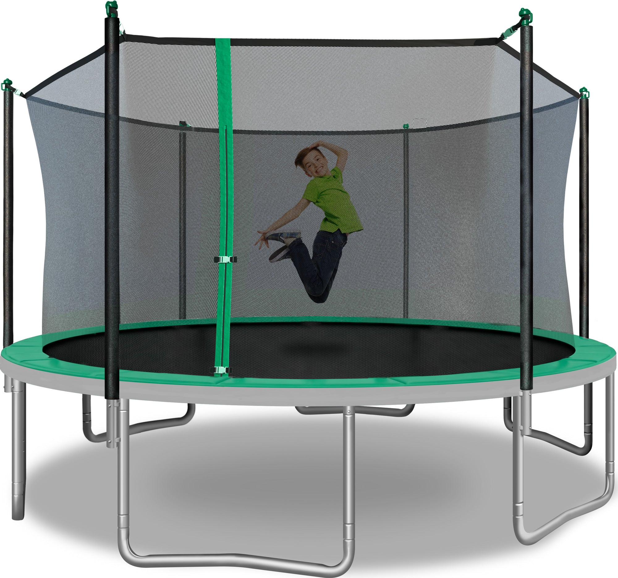TruJump 14 Foot Green Trampoline with Enclosure – SportsPowerSwingSets