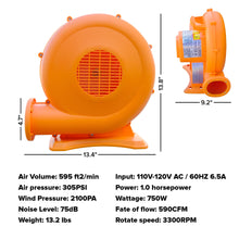 Load image into Gallery viewer, Sportspower 750W Electric Air Blower for Inflatable Bounce Houses &amp; Water Slides
