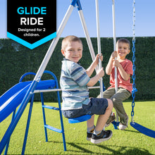 Load image into Gallery viewer, Sportspower Albany Metal Swing Set with 2 Adjustable Swings, Glider and Slide
