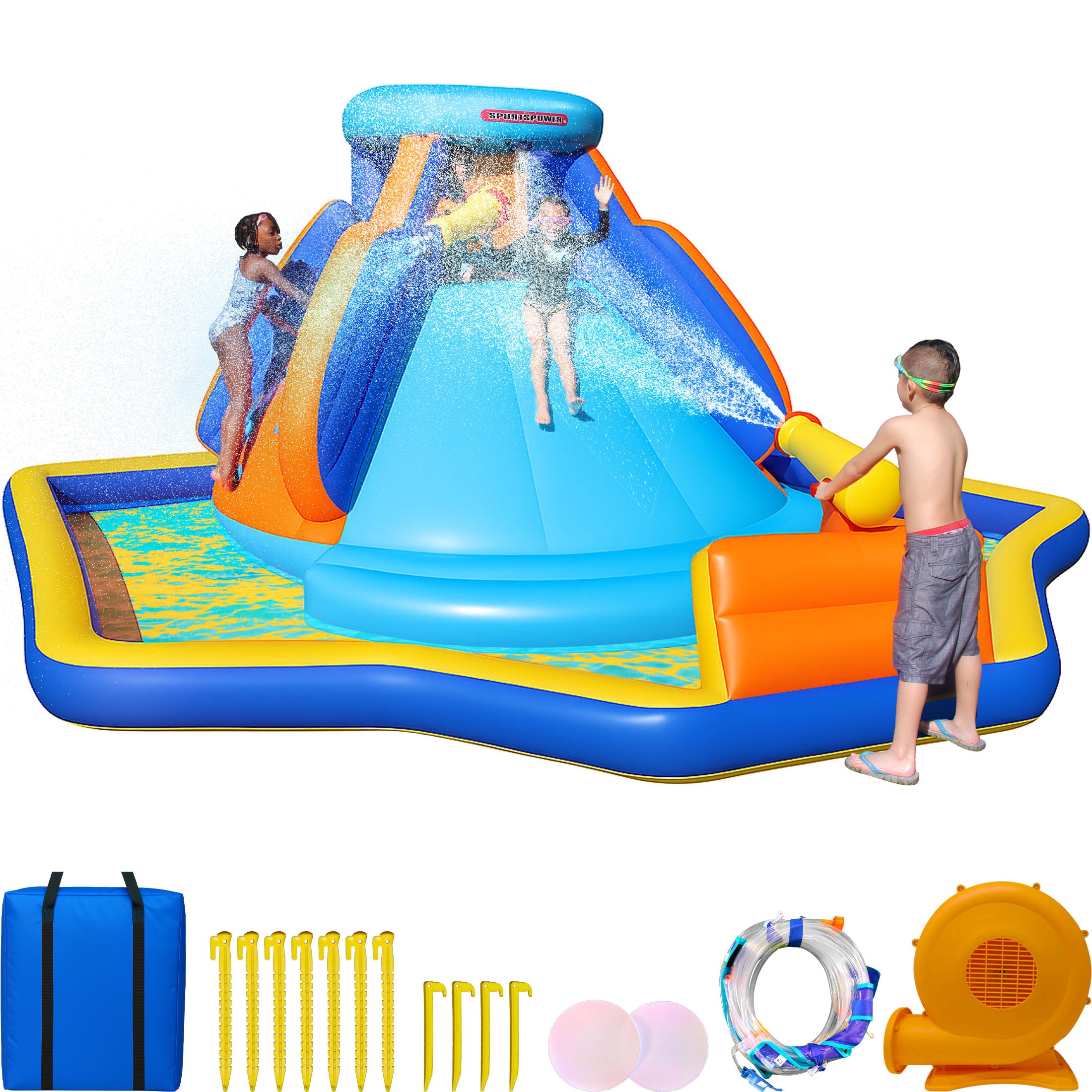Sportspower Battle Ridge Inflatable Water Slide with Climbing Wall