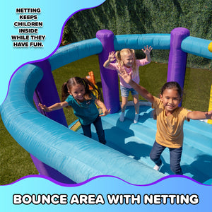 Sportspower Inflatable Bounce House with Kid’s Whack-A-Play and Basketball Hoop