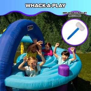 Sportspower Inflatable Bounce House with Kid’s Whack-A-Play and Basketball Hoop