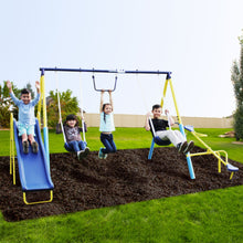 Load image into Gallery viewer, Sportspower Outdoor Super First Metal Swing Set with Trapeze, Teeter-Totter, and 6ft Heavy Duty Slide
