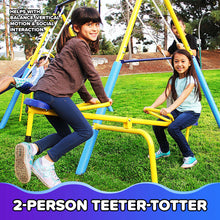 Load image into Gallery viewer, Sportspower Outdoor Super First Metal Swing Set with Trapeze, Teeter-Totter, and 6ft Heavy Duty Slide
