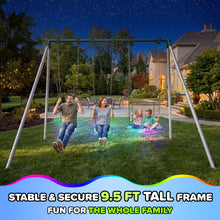 Load image into Gallery viewer, Sportspower Matterhorn 9.5ft Heavy-Duty Metal Swing Set with LED Swings
