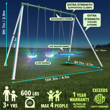Load image into Gallery viewer, Sportspower Matterhorn 9.5ft Heavy-Duty Metal Swing Set with LED Swings
