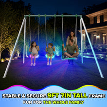 Load image into Gallery viewer, Sportspower Mt. Fuji 9.5ft Heavy-Duty Metal Swing Set with LED Swings
