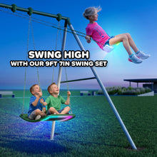 Load image into Gallery viewer, Sportspower Mt. Fuji 9.5ft Heavy-Duty Metal Swing Set with LED Swings
