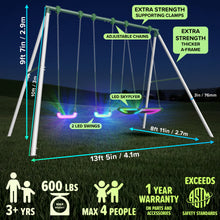 Load image into Gallery viewer, Sportspower Mt. Fuji 9.5ft Heavy-Duty Metal Swing Set with LED Swings
