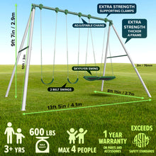 Load image into Gallery viewer, Sportspower Rainer 9.5ft Heavy-Duty Metal Swing Set
