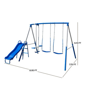 Sportspower Albany Metal Swing Set with 2 Adjustable Swings, Glider and Slide