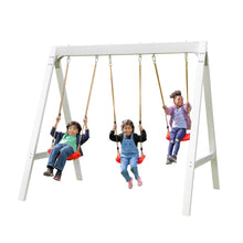 Load image into Gallery viewer, SPORTSPOWER ASPEN 7-FT VINYL COVERED WOODEN SWING SET WITH 3 SWINGS
