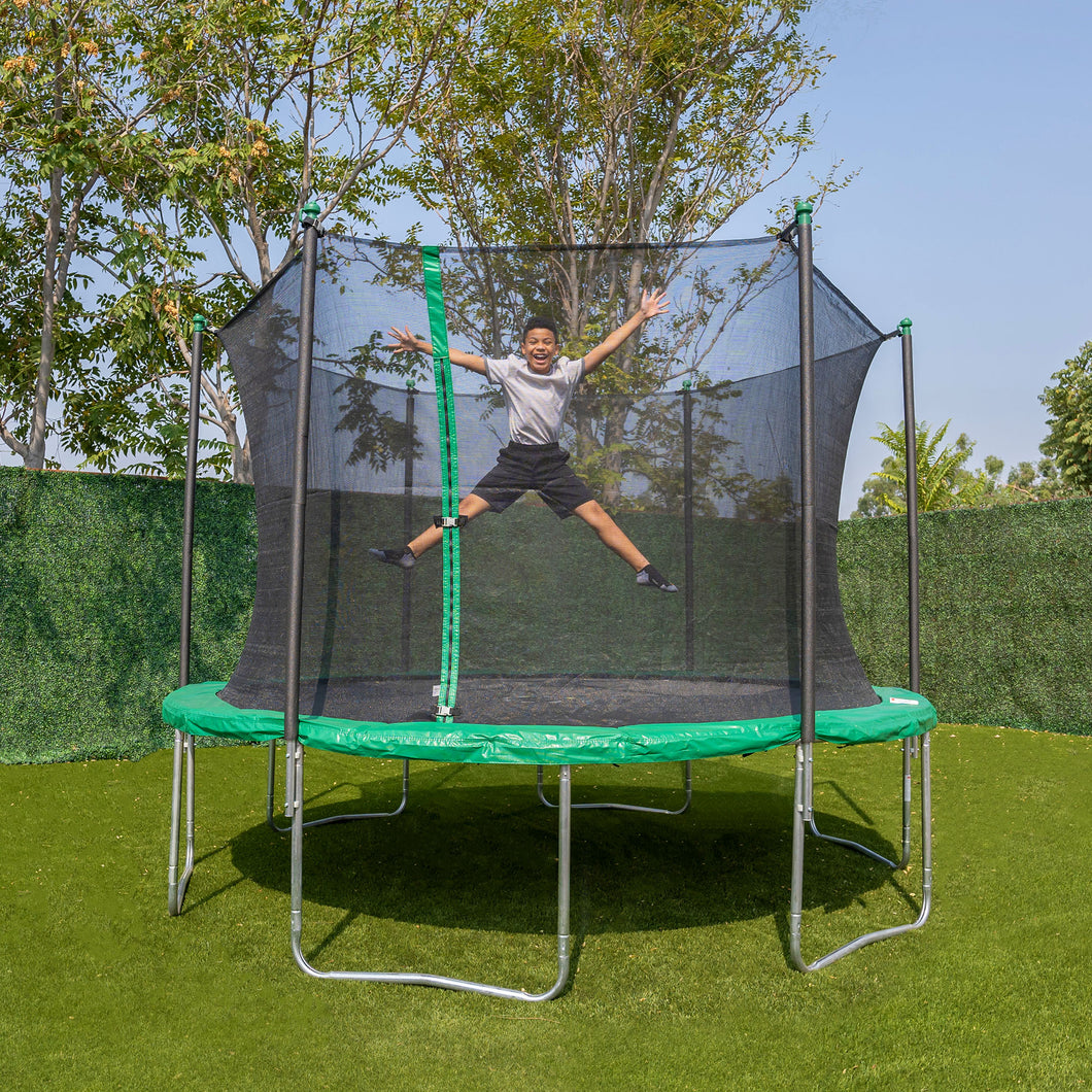 TruJump 12 Foot Green Trampoline with Enclosure