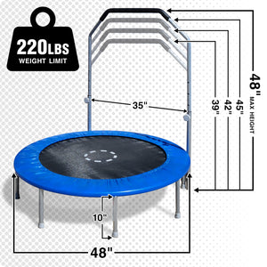 TruJump 48" Fitness Trampoline with Handlebar